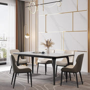 Light luxury rock slab dining table and chairs household small apartment modern simple rectangular dining table custom